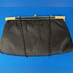 Vintage Black Gold Evening Clutch Purse “ After Five “brand  made by L and M USA